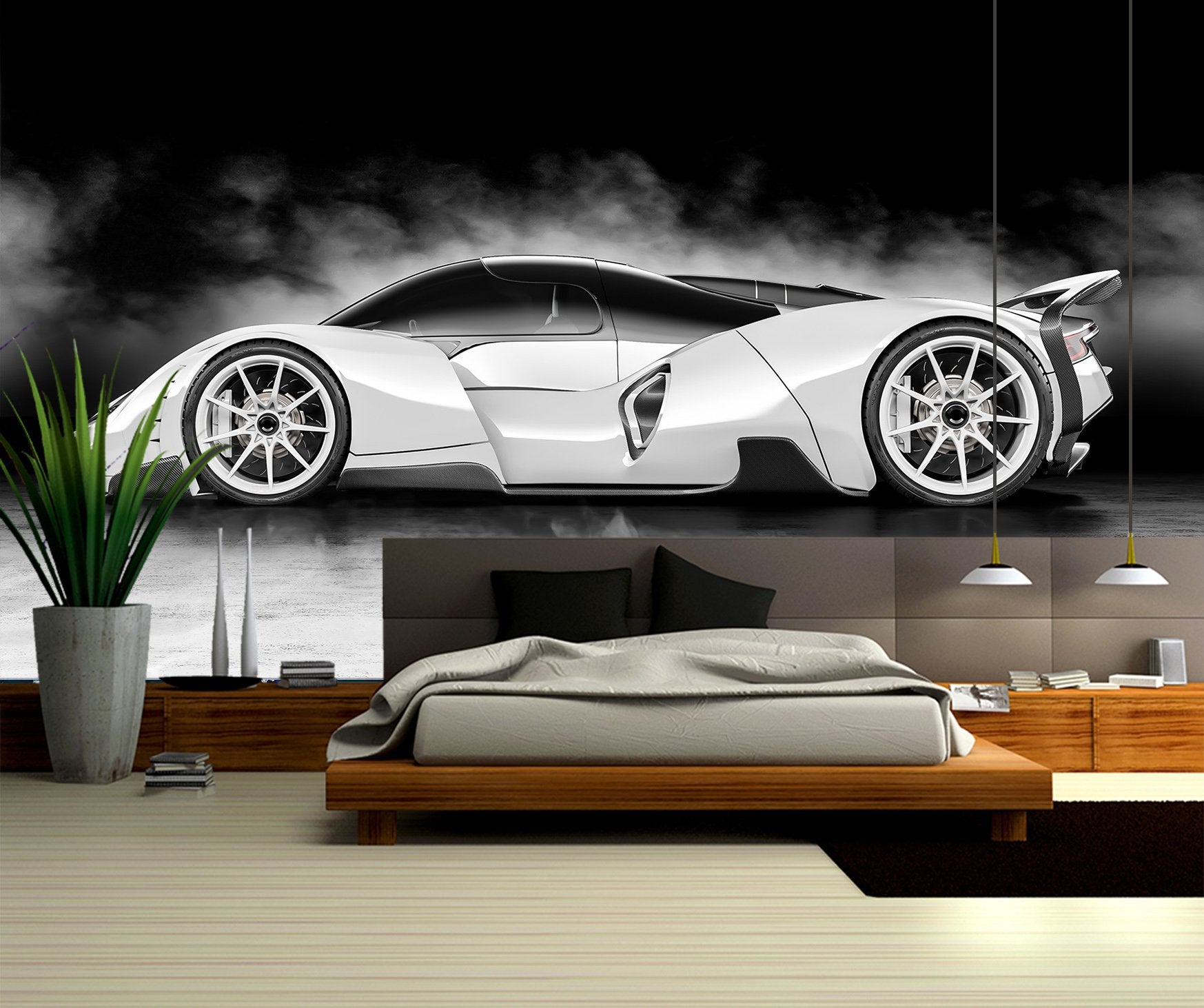 3D White Car 958 Vehicle Wall Murals Wallpaper AJ Wallpaper 2