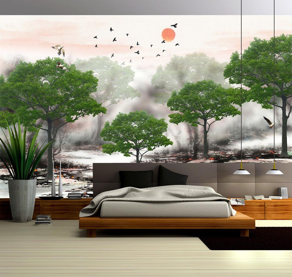 3D Sunrise Tree 988 Wallpaper AJ Wallpaper