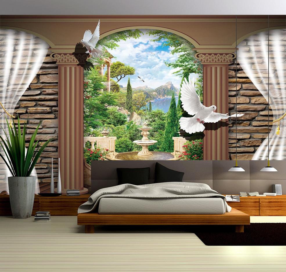 3D Flying Pigeon Garden 538 Wallpaper AJ Wallpaper