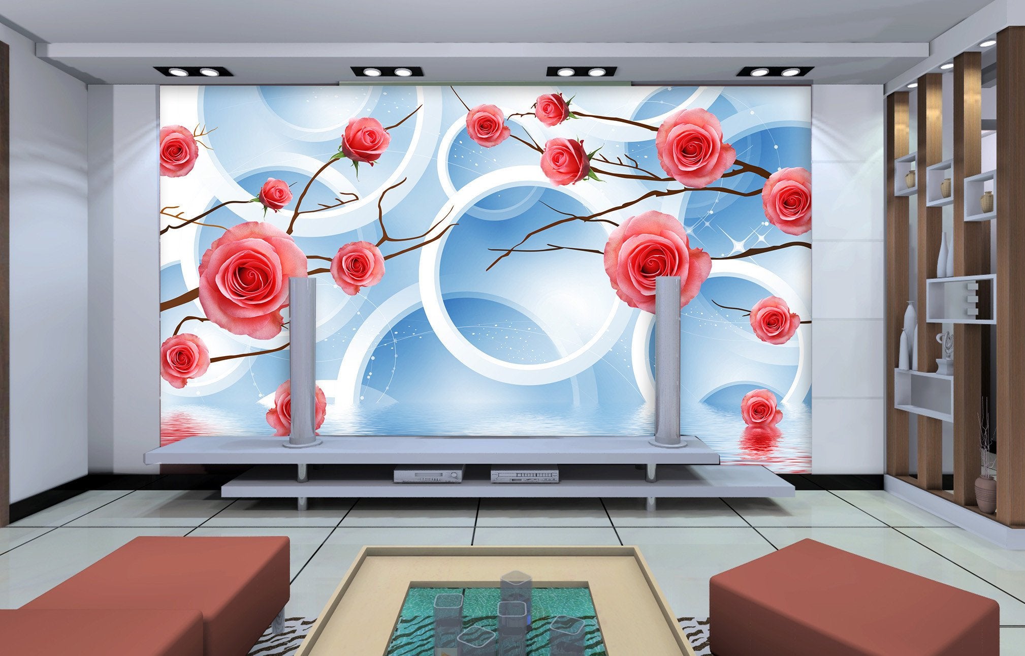 3D Red Blossom Flower 09 Wallpaper AJ Wallpaper