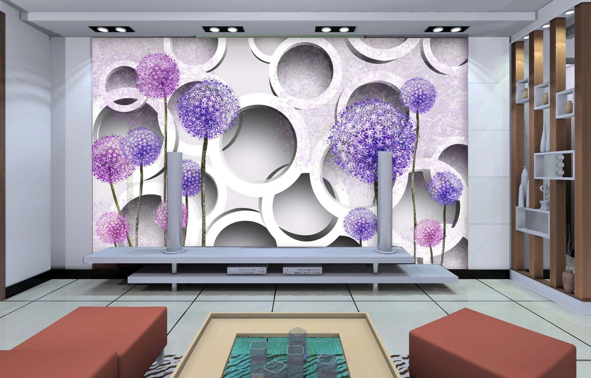 3D Purple Violet Blossoming 023 Wallpaper AJ Wallpaper