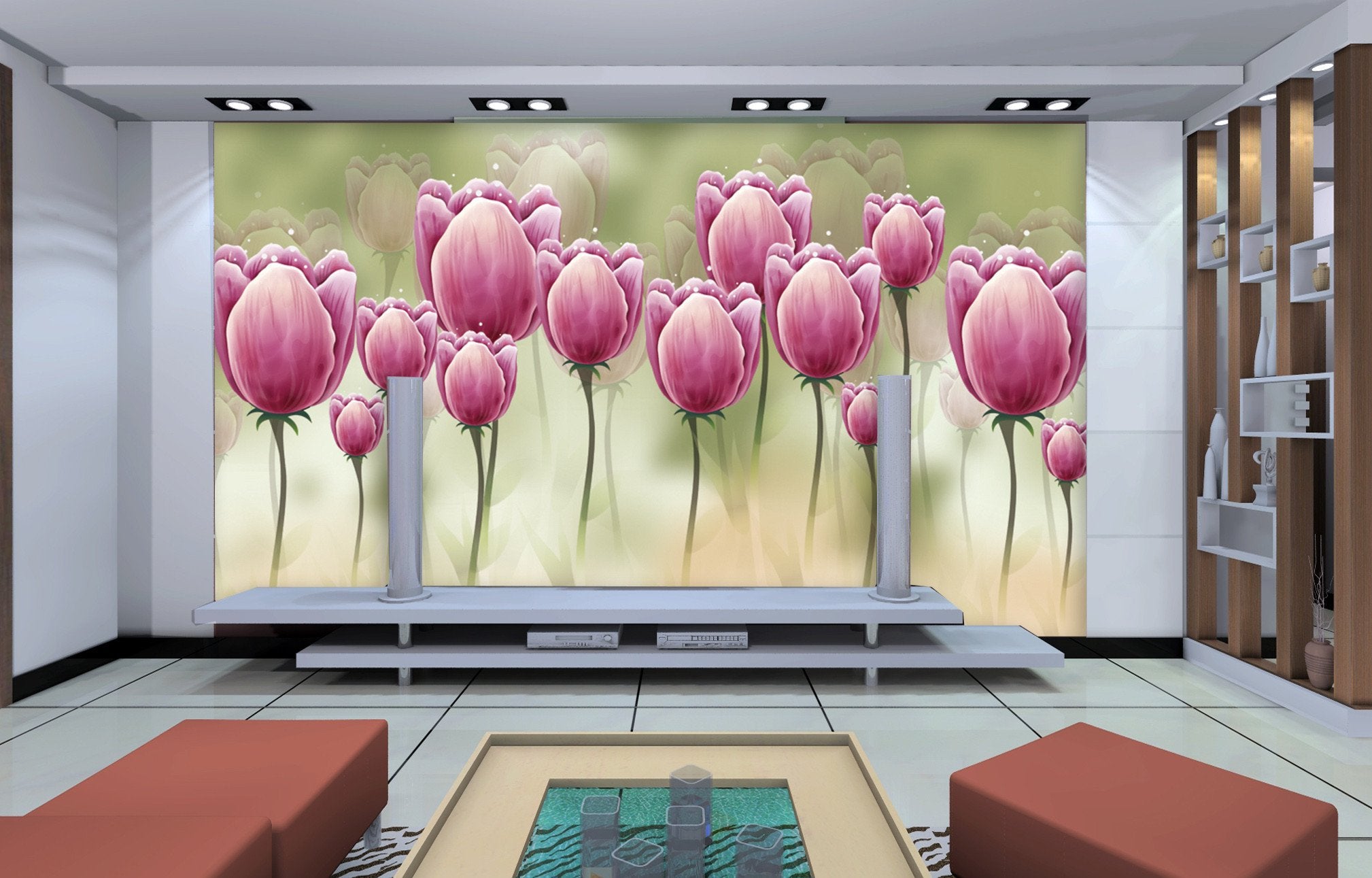3D Purple Tulips 145 Wallpaper AJ Wallpaper