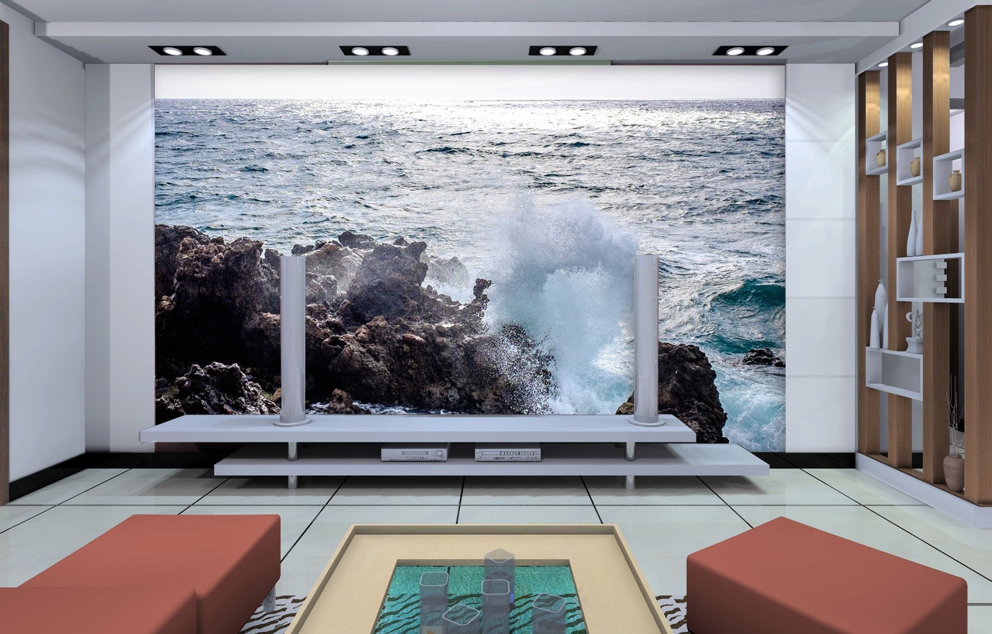 3D Ocean Stone Spray 232 Wallpaper AJ Wallpaper