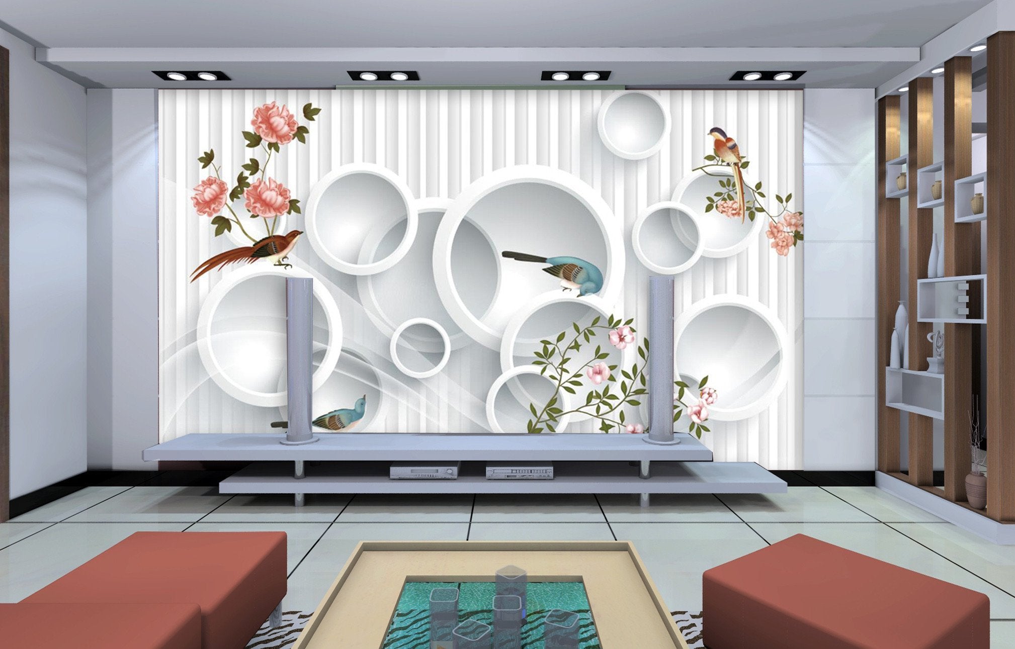 3D Parrot Flower Bird 883 Wallpaper AJ Wallpaper