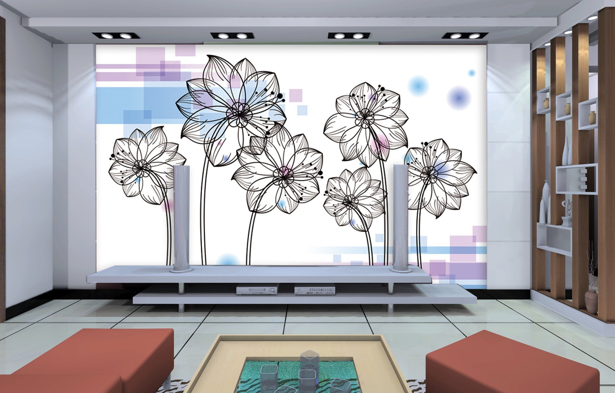 3D Sketch Flower 444 Wallpaper AJ Wallpaper