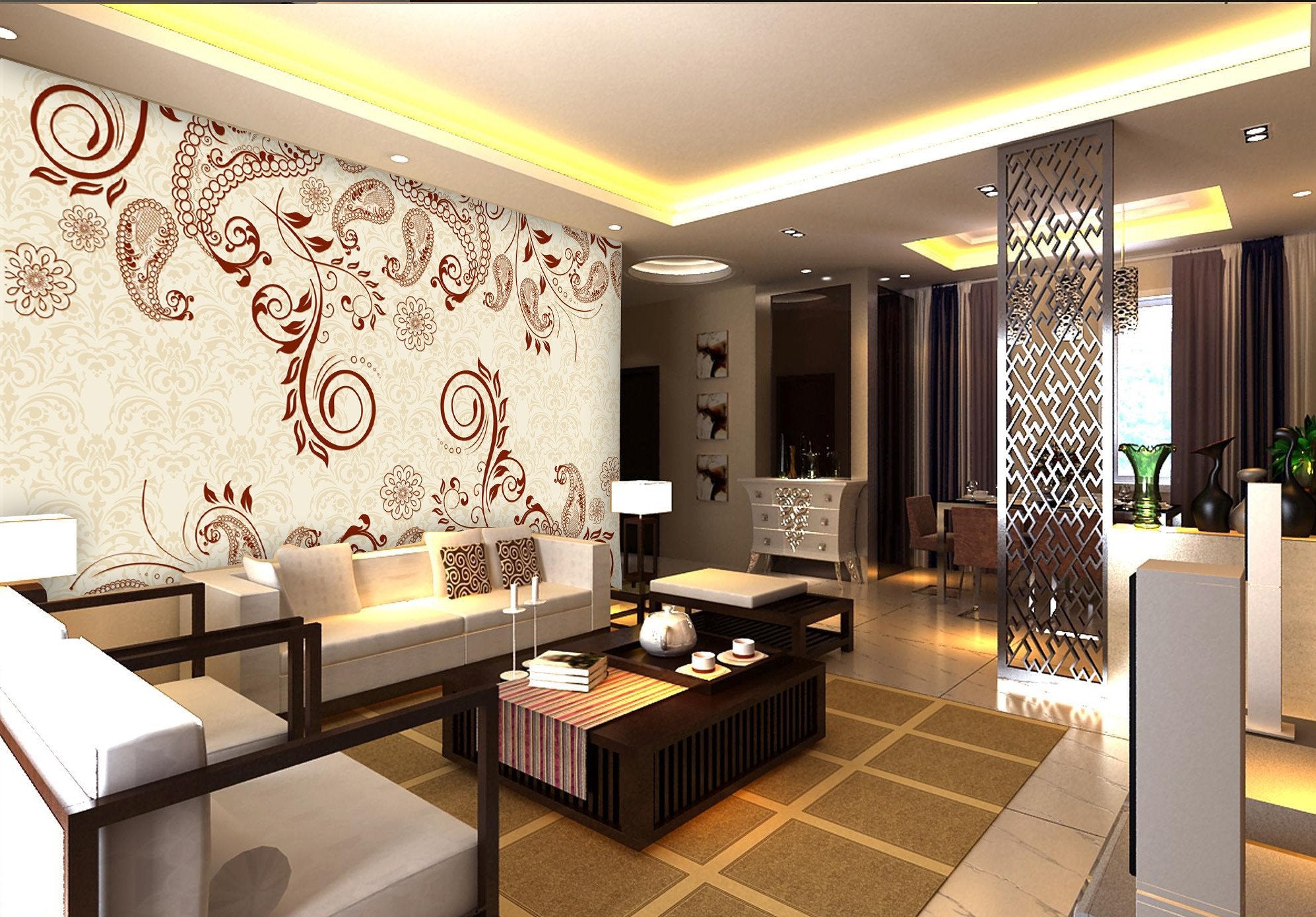 3D Leaves Pattern 662 Wallpaper AJ Wallpaper