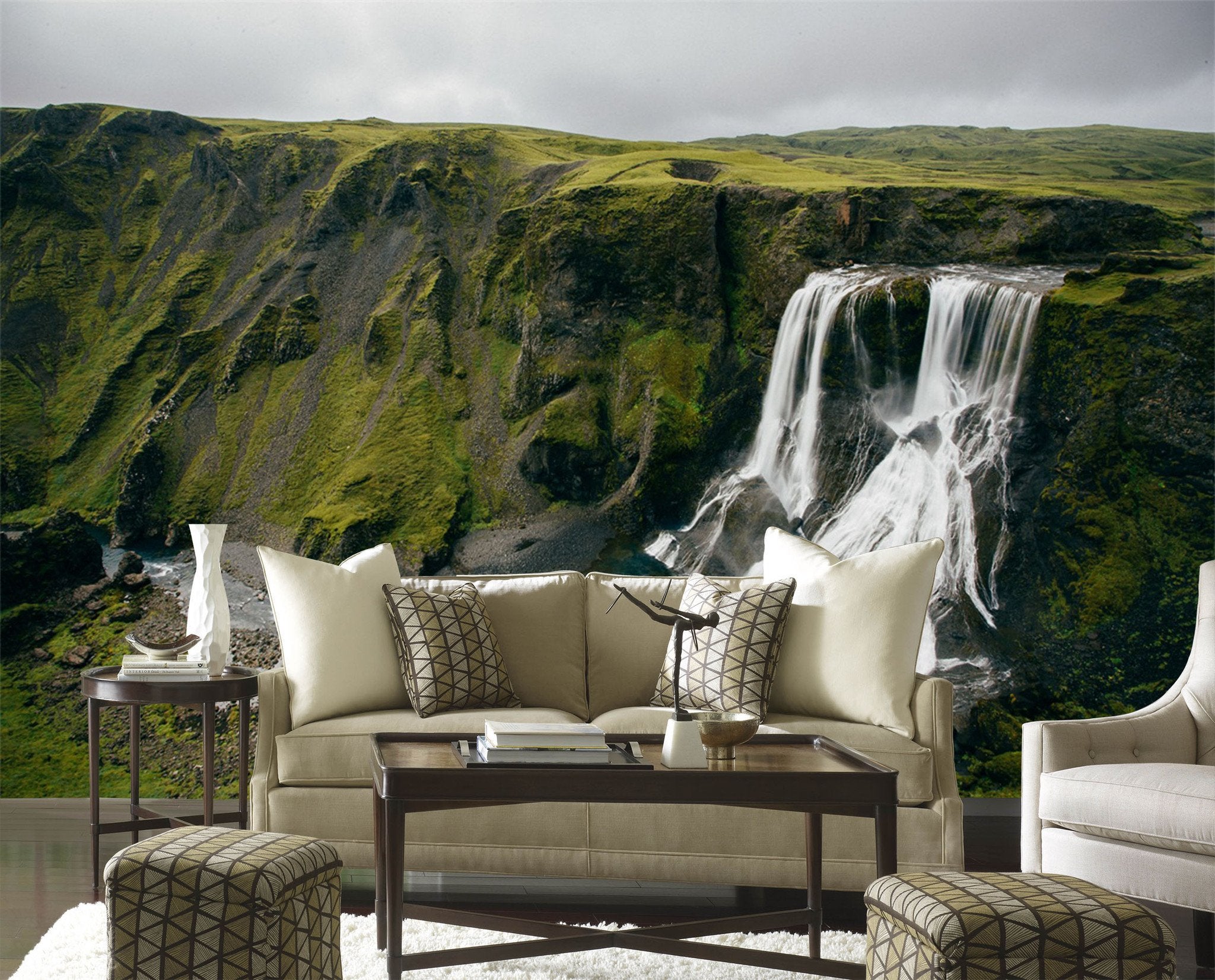 3D Plant Hill Waterfall 273 Wallpaper AJ Wallpaper