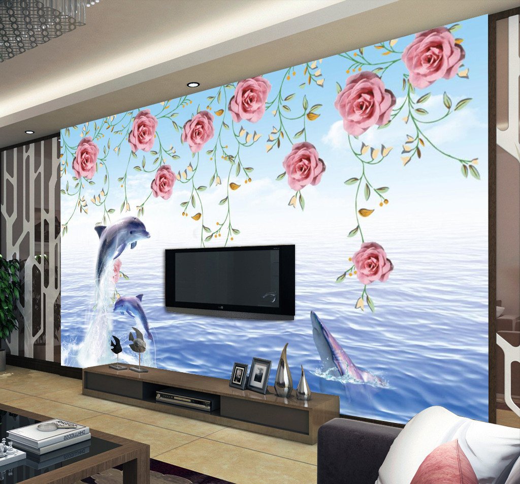 3D Rose Branch Dolphin 9 Wallpaper AJ Wallpaper