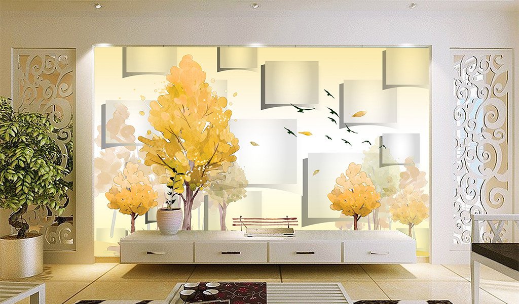 3D Yellow Polar Tree 284 Wallpaper AJ Wallpaper