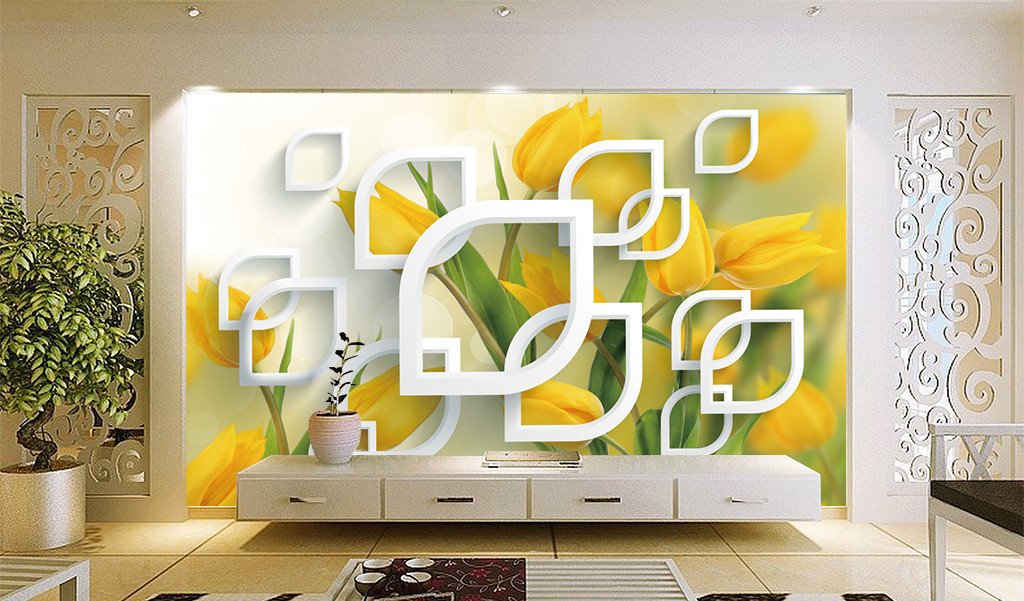 3D Yellow Tulips 989 Wallpaper AJ Wallpaper