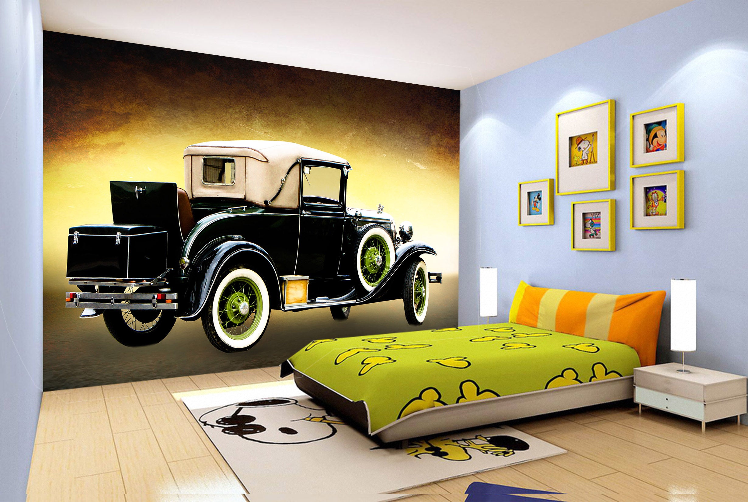 3D Retro Vehicle 198 Vehicle Wall Murals