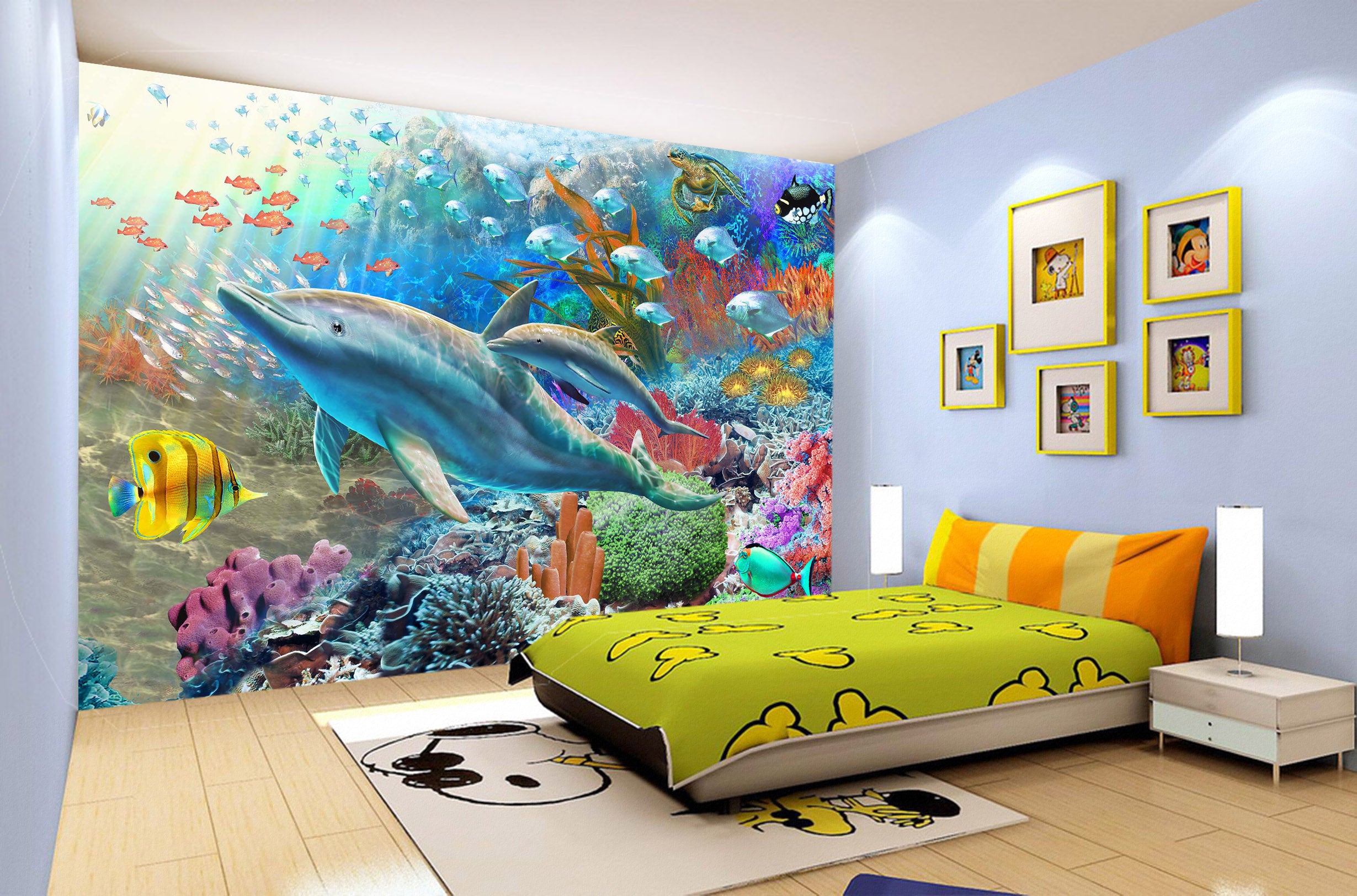3D Happy Dolphin 1413 Adrian Chesterman Wall Mural Wall Murals
