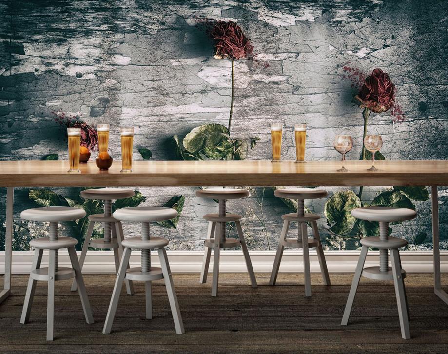 3D Red Flower Green Leaves 13 Wallpaper AJ Wallpaper