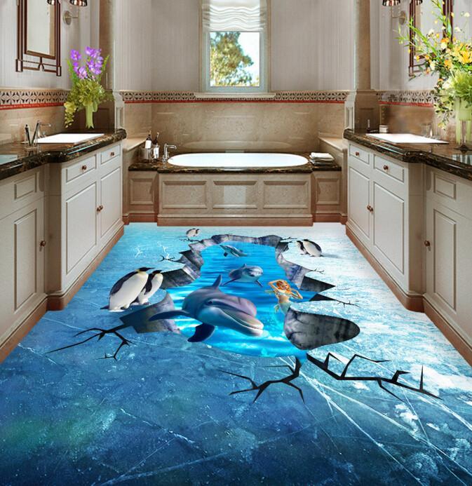 3D Sea Animals Floor Mural Wallpaper AJ Wallpaper 2