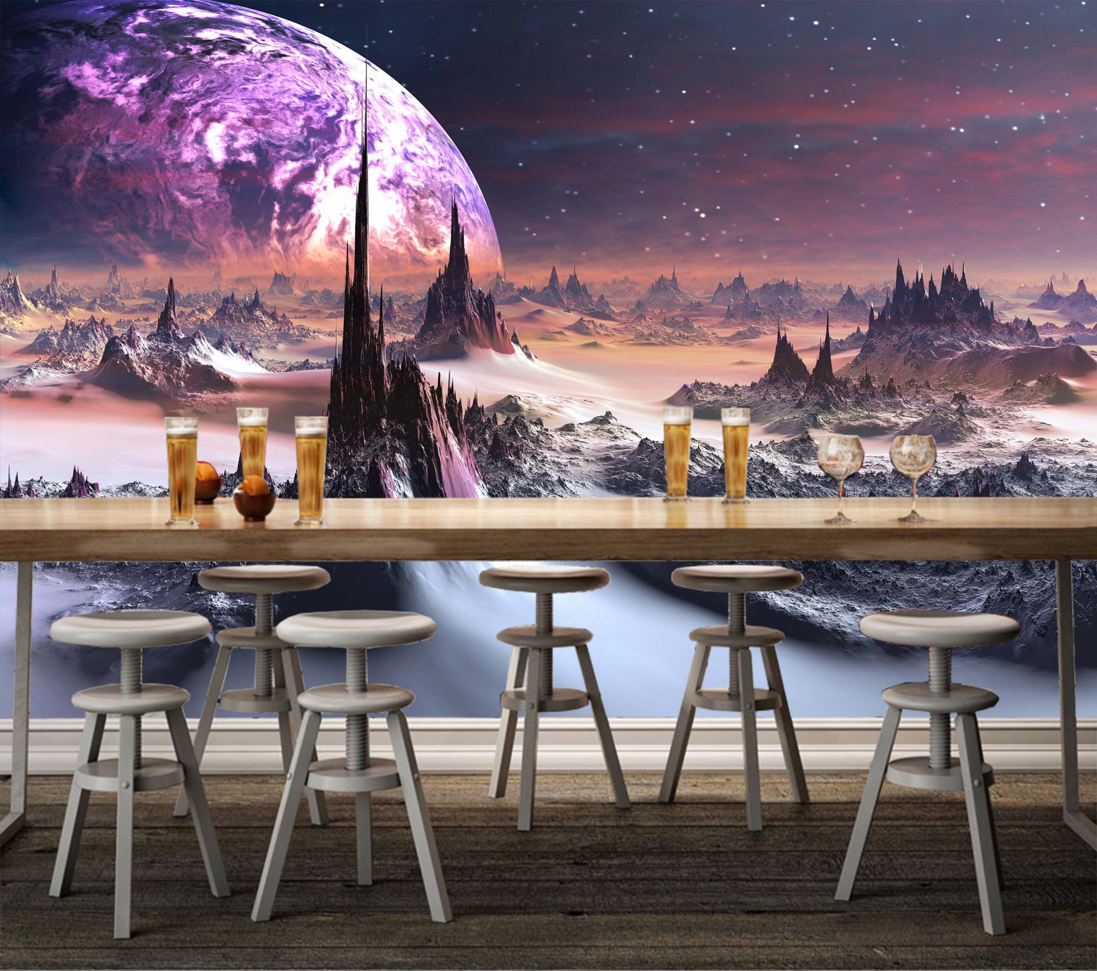 3D Purple Moon 1032 Wall Murals