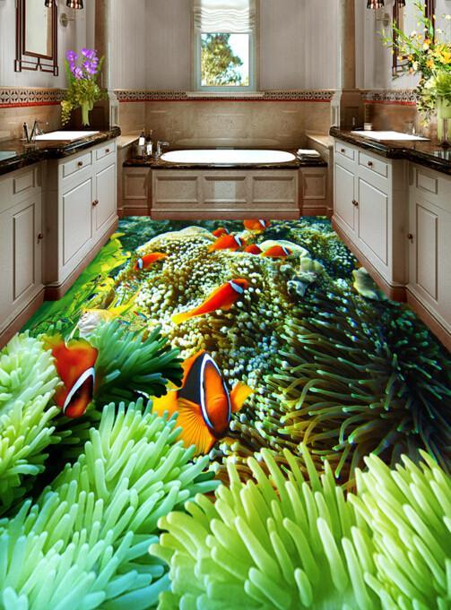 3D Coral Fauna Floor Mural Wallpaper AJ Wallpaper 2