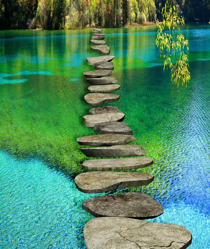 3D River Stone Path Floor Mural Wallpaper AJ Wallpaper 2