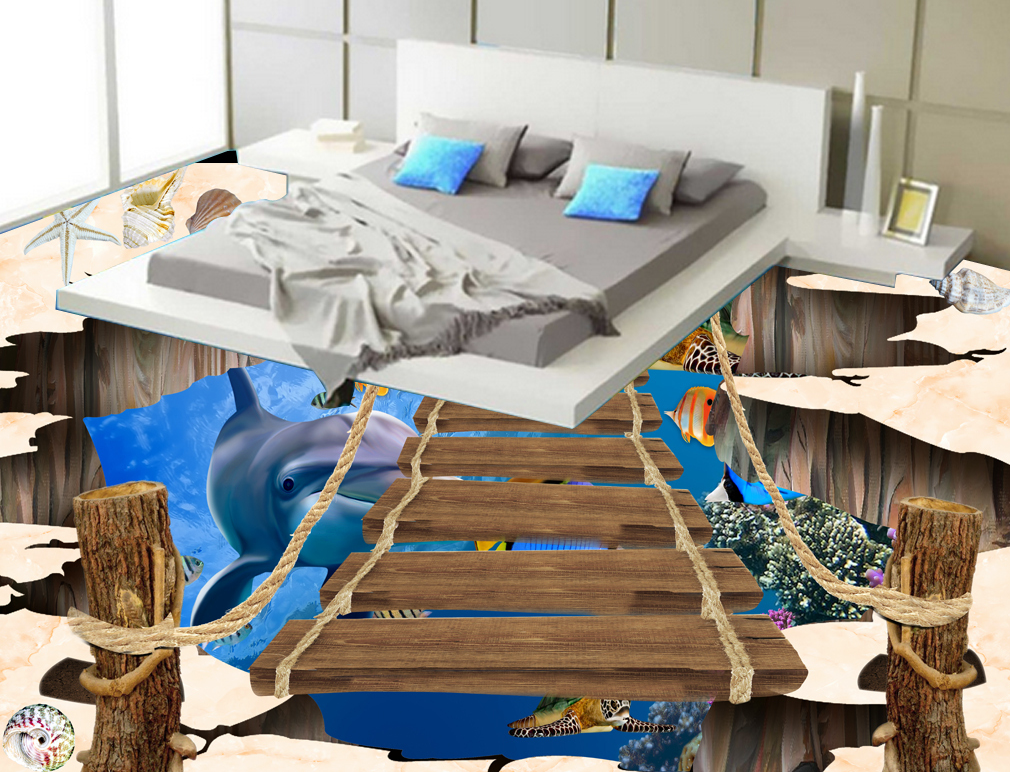 3D Ocean Wooden Bridge 576 Floor Mural Wallpaper Murals Rug & Mat Print Epoxy waterproof bath floor