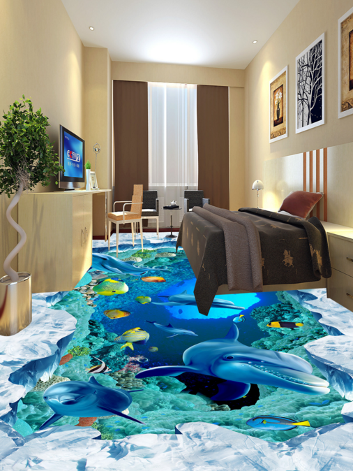 3D Underwater World 393 Floor Mural Wallpaper Murals Rug & Mat Print Epoxy waterproof bath floor