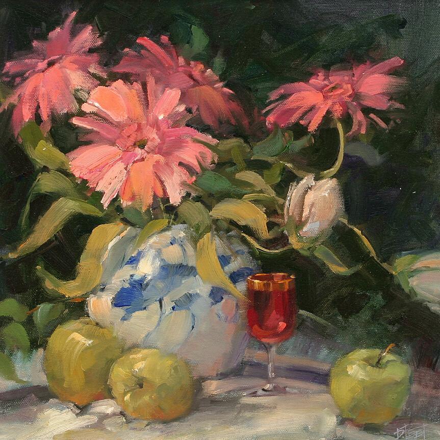 Blue Vase Painting Wallpaper AJ Wallpaper 2