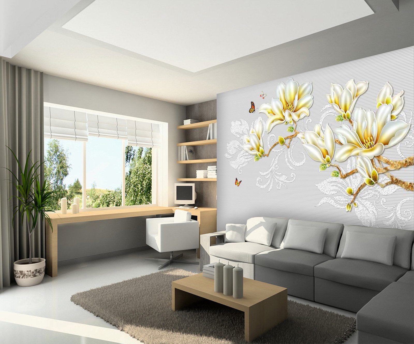 White Blossoming Lily 876 Wallpaper AJ Wallpaper 1