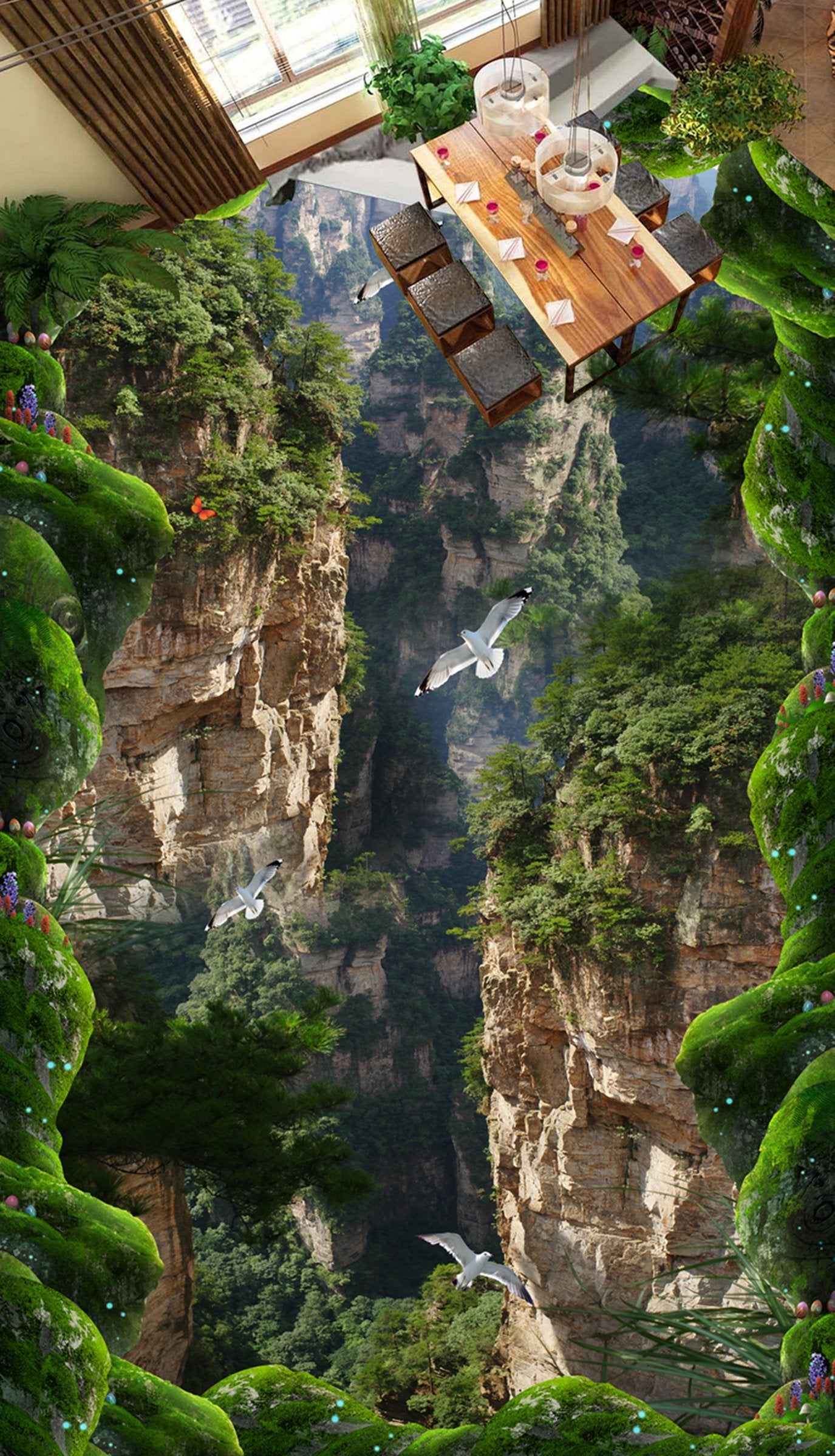 3D Valley Forest WG052 Floor Mural Wallpaper AJ Wallpaper 2