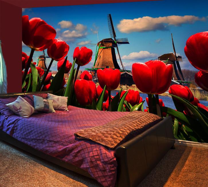 3D Red Bright Tulip 239 Wallpaper AJ Wallpaper