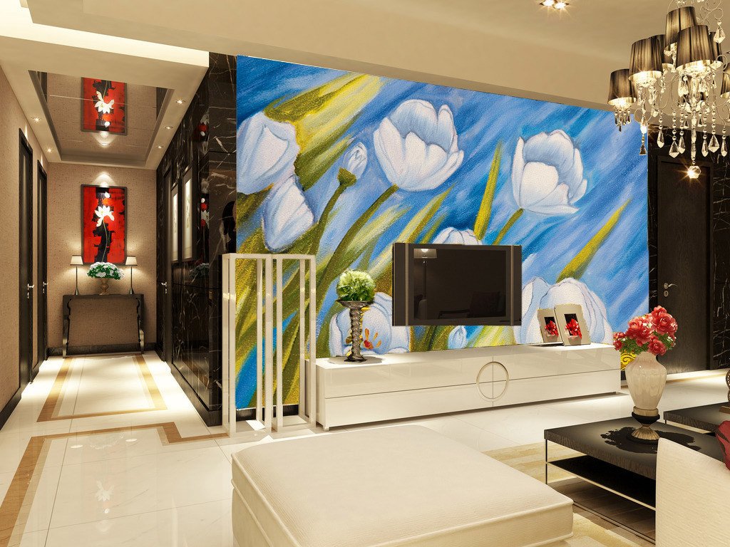 White Tulips Wallpaper AJ Wallpaper