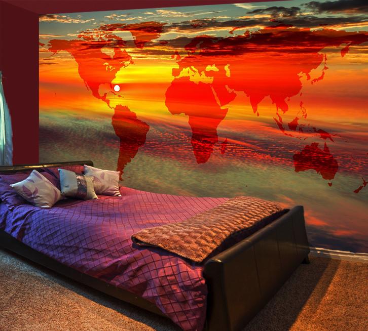 3D Sunset Glow Map 653 Wallpaper AJ Wallpaper