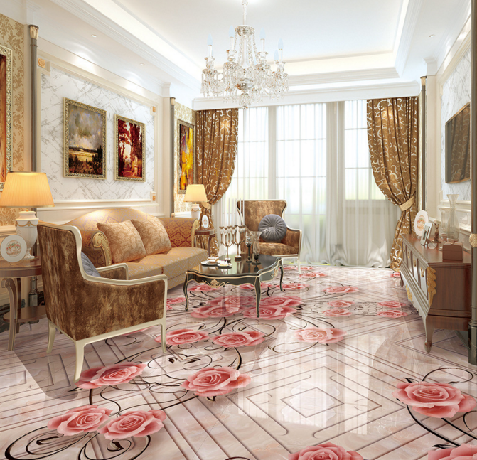 3D Pink Rose 328 Floor Mural Wallpaper Murals Rug & Mat Print Epoxy waterproof bath floor