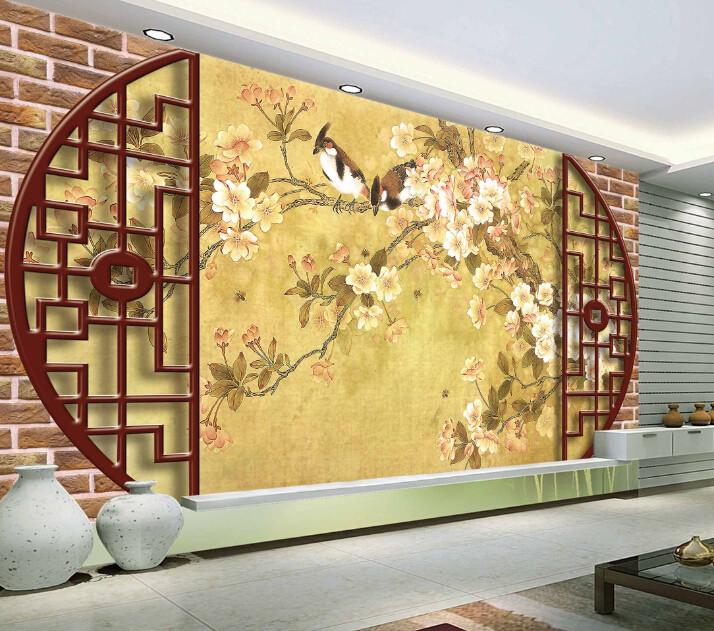 3D Classical Window And Flower Wallpaper AJ Wallpaper 1