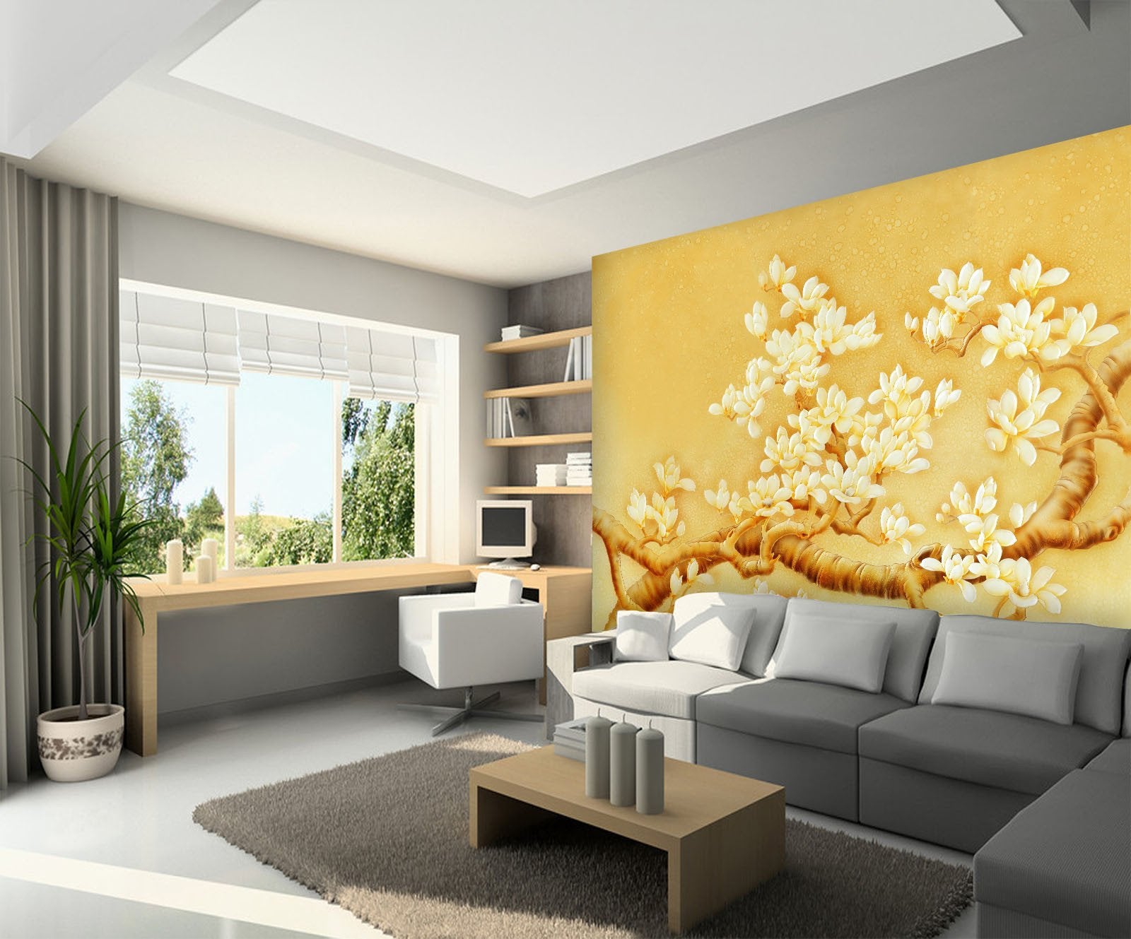 Elegant Blooming Branches Wallpaper AJ Wallpaper 2