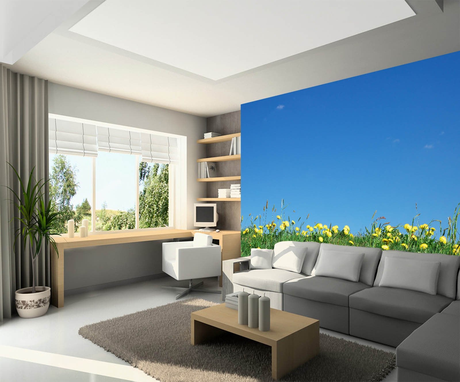 Yellow Wildflowers Wallpaper AJ Wallpaper