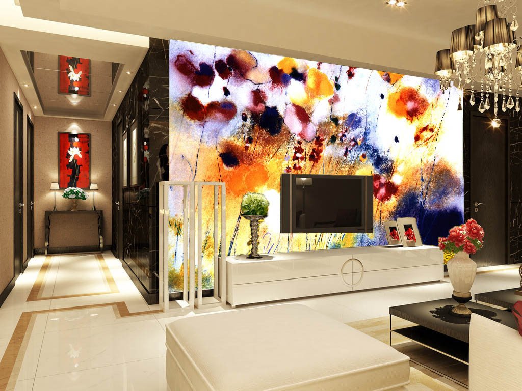 Colorful Flowers Painting Wallpaper AJ Wallpaper 2