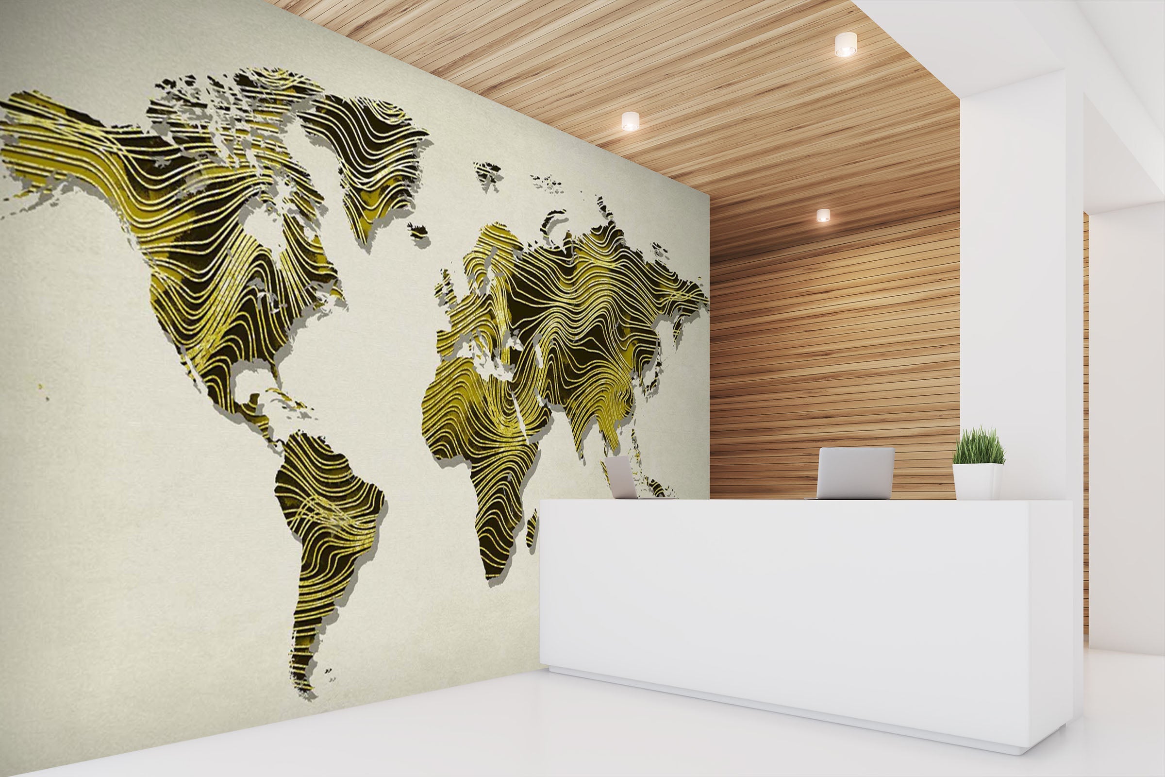 3D Golden Map 010 Wall Murals Wallpaper AJ Wallpaper 2