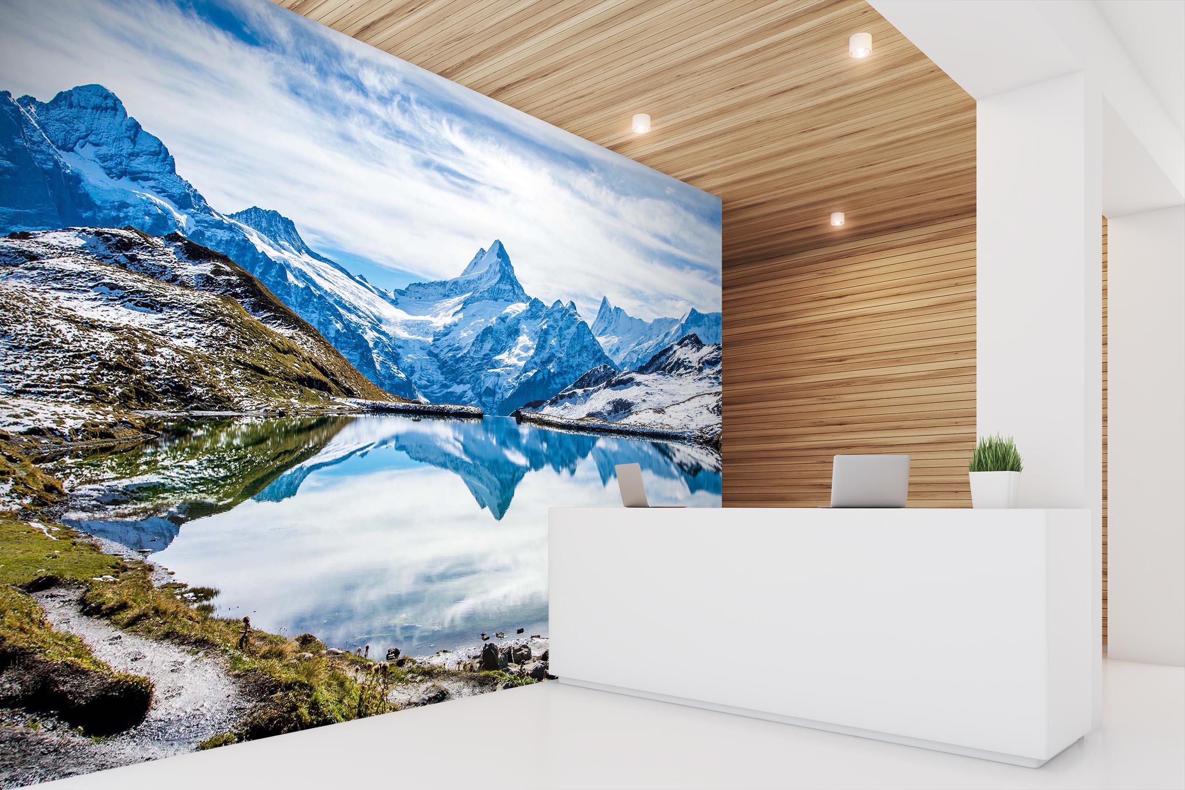 3D Snow Mountain Lake 008 Wall Murals Wallpaper AJ Wallpaper 2