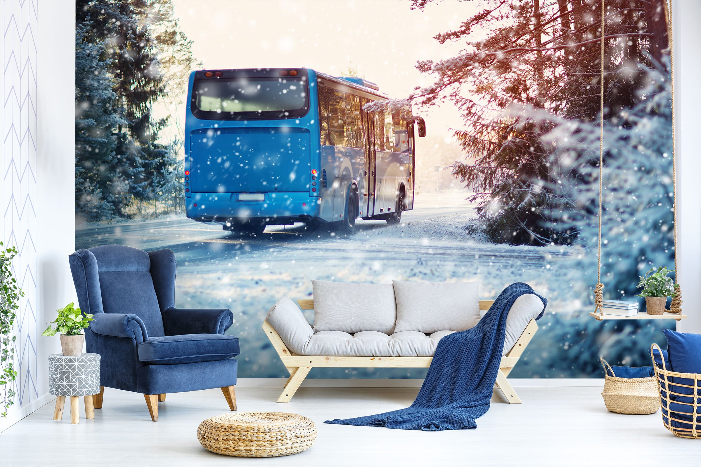 3D Snowflake Bus 384 Vehicle Wall Murals