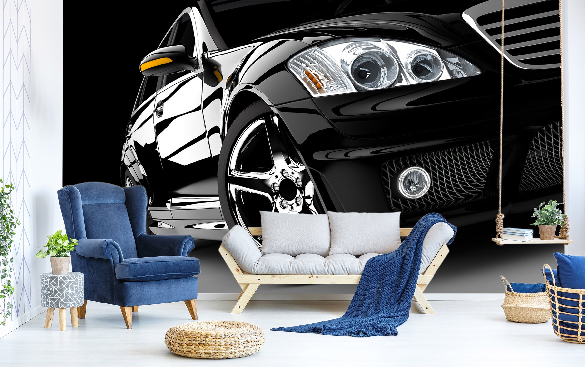3D Black Car Headlight 320 Vehicle Wall Murals