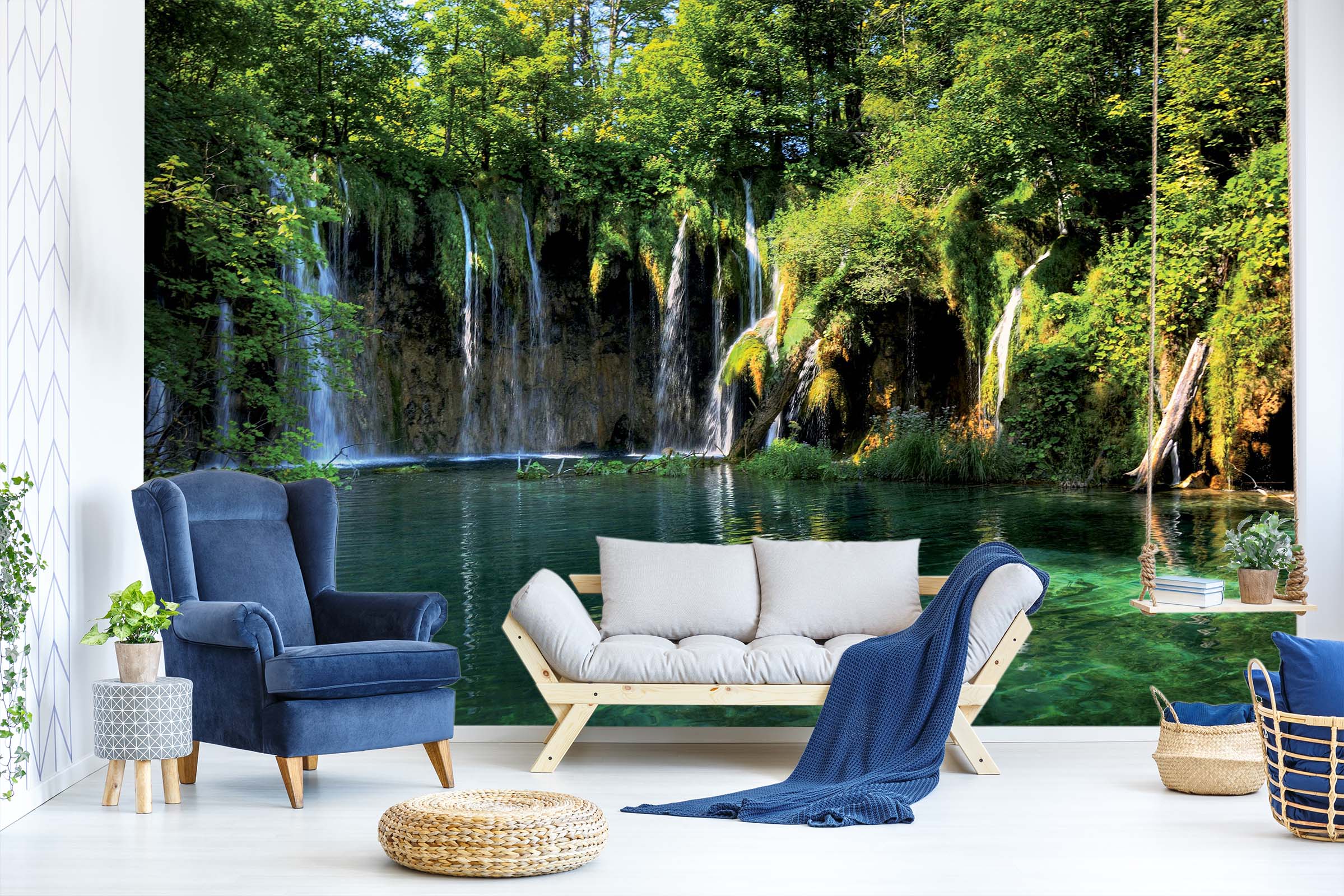 3D Waterfall Landscape 07 Wall Murals Wallpaper AJ Wallpaper 2