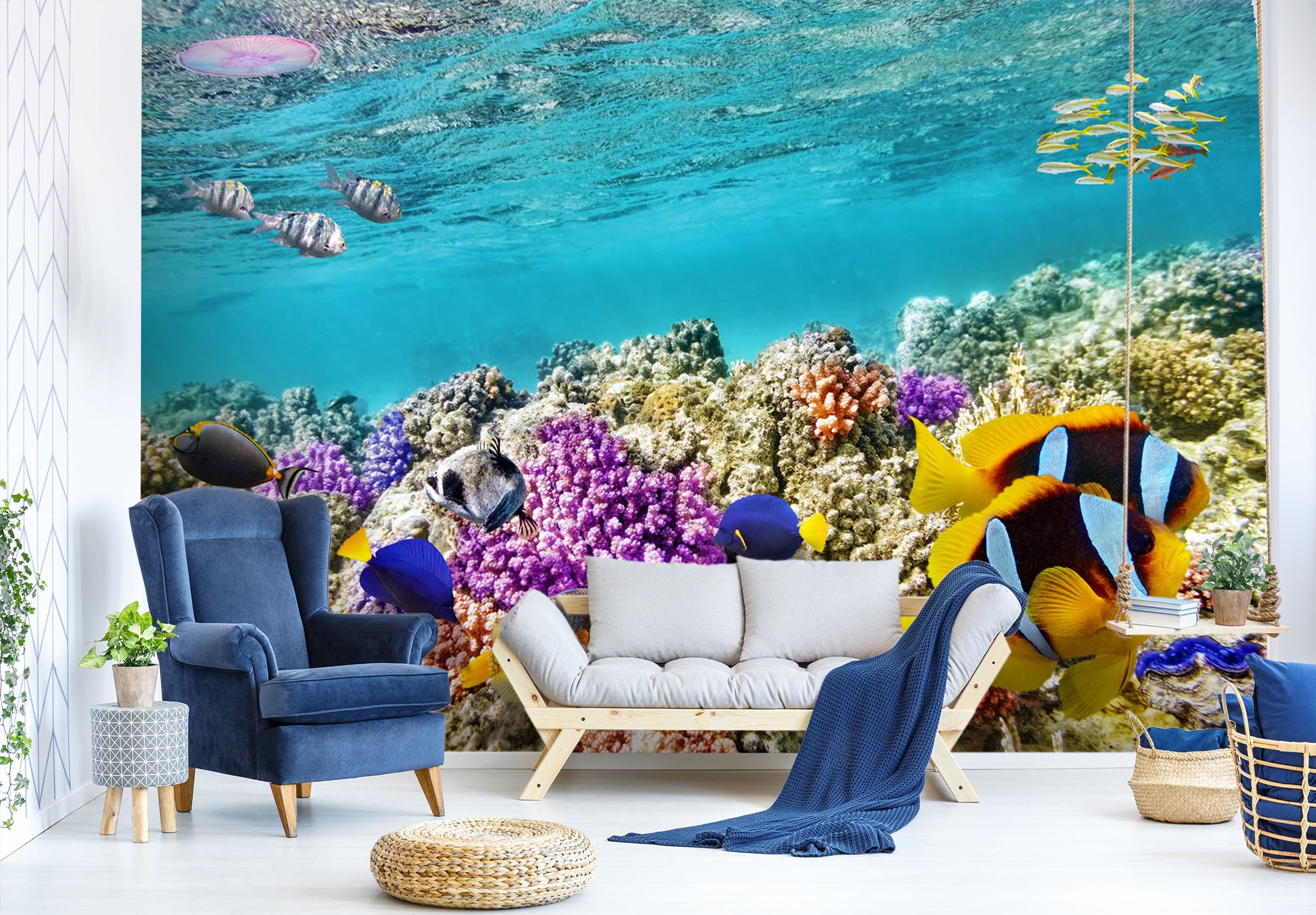 3D Yellow Fish 240 Wall Murals