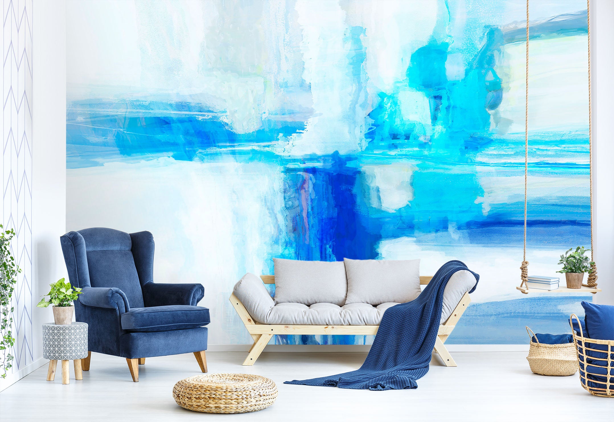 3D Blue Waterfall 1424 Michael Tienhaara Wall Mural Wall Murals