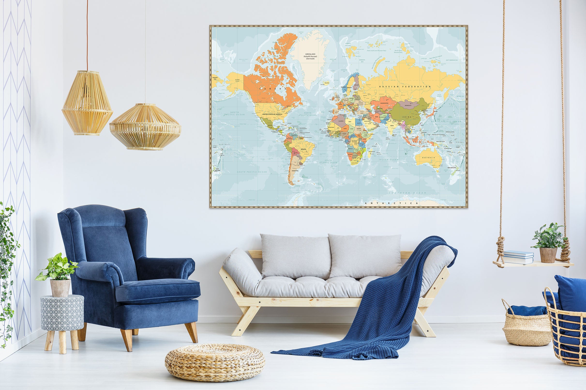 3D Painted Pattern 241 World Map Wall Sticker