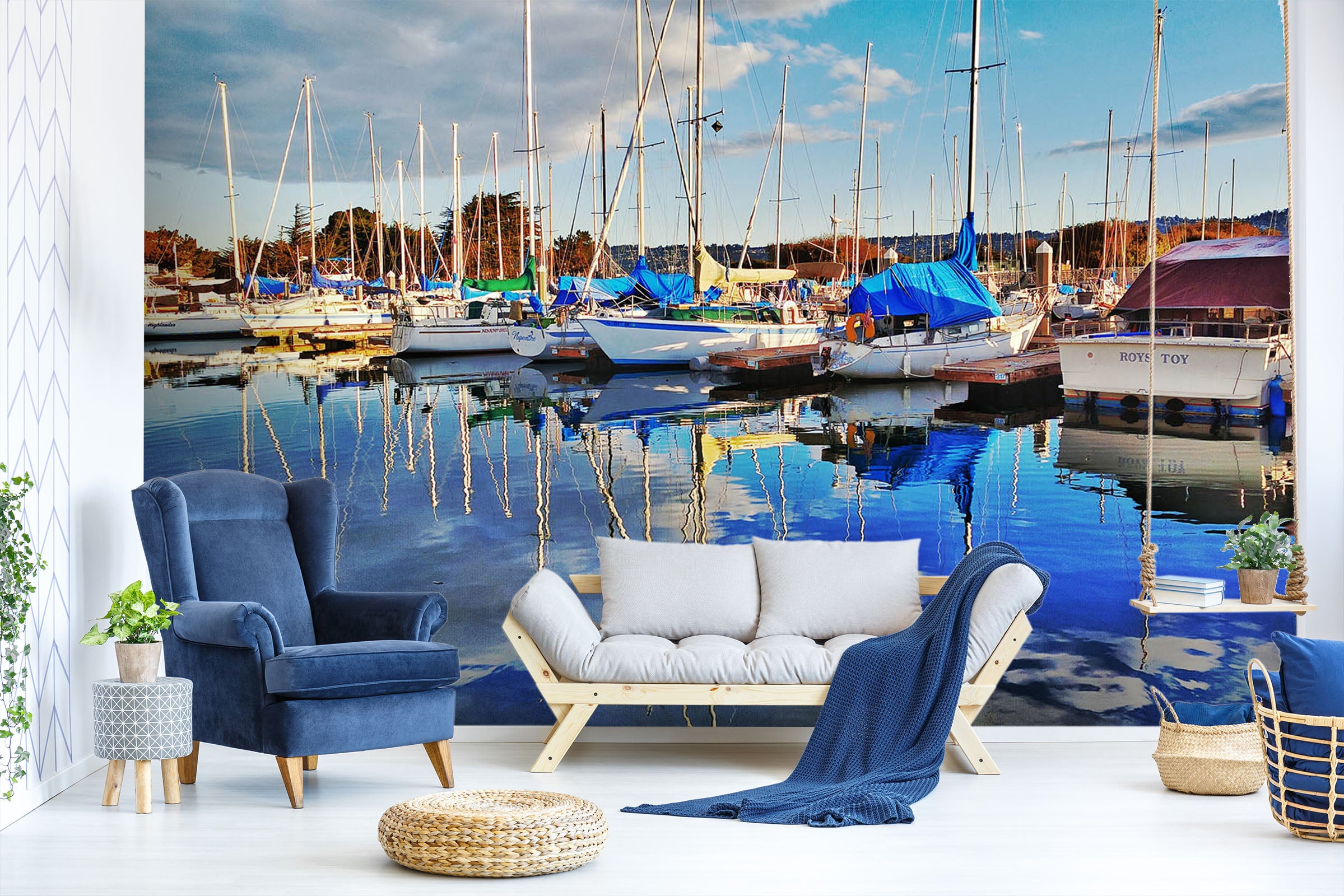 3D Sea Boat Docked 256 Vehicle Wall Murals