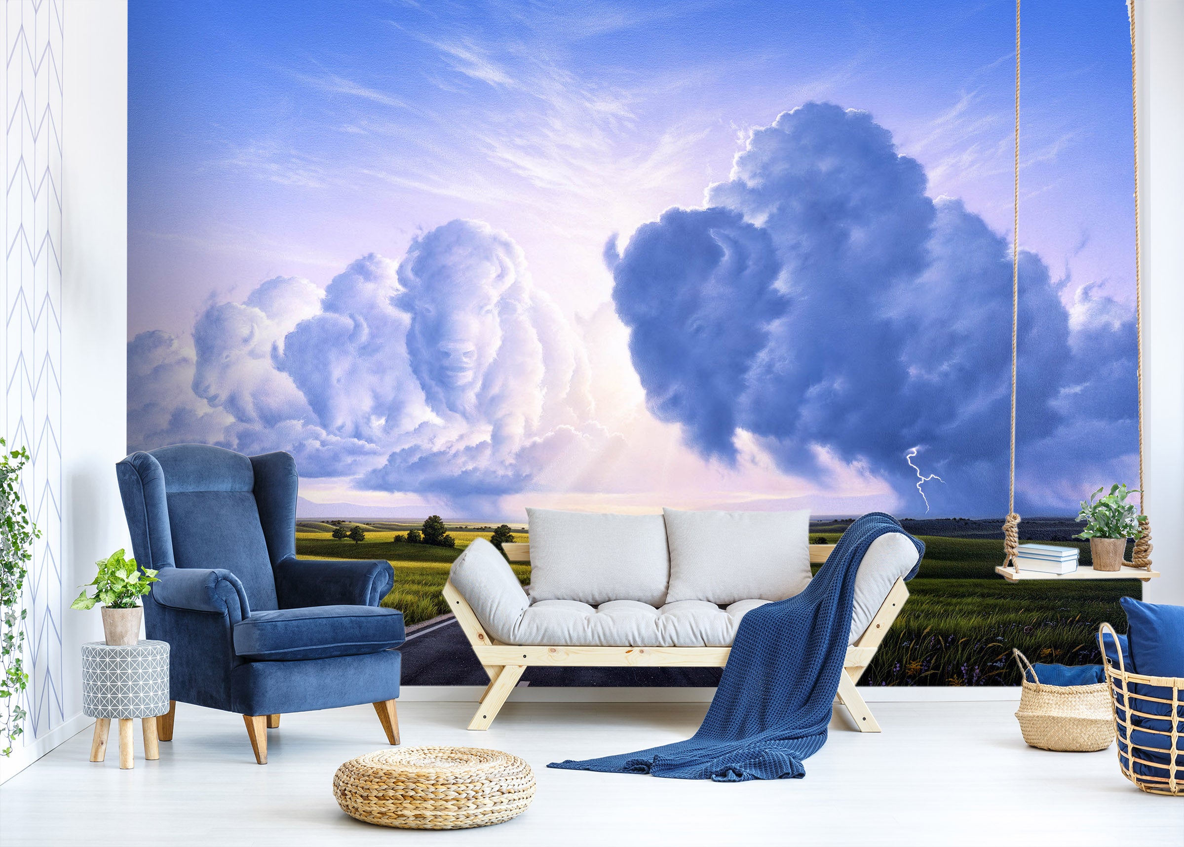 3D Buffalo Crossing 102 Jerry LoFaro Wall Mural Wall Murals