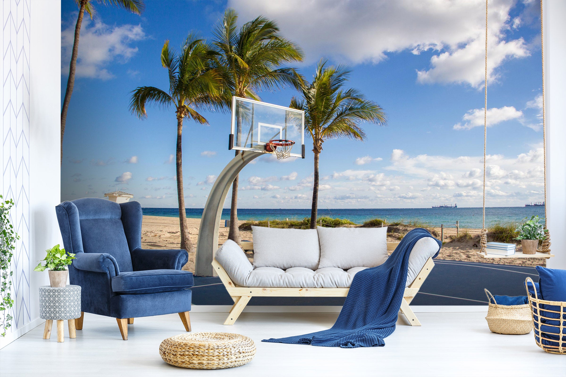 3D Coconut Tree Beach 1494 Wall Murals