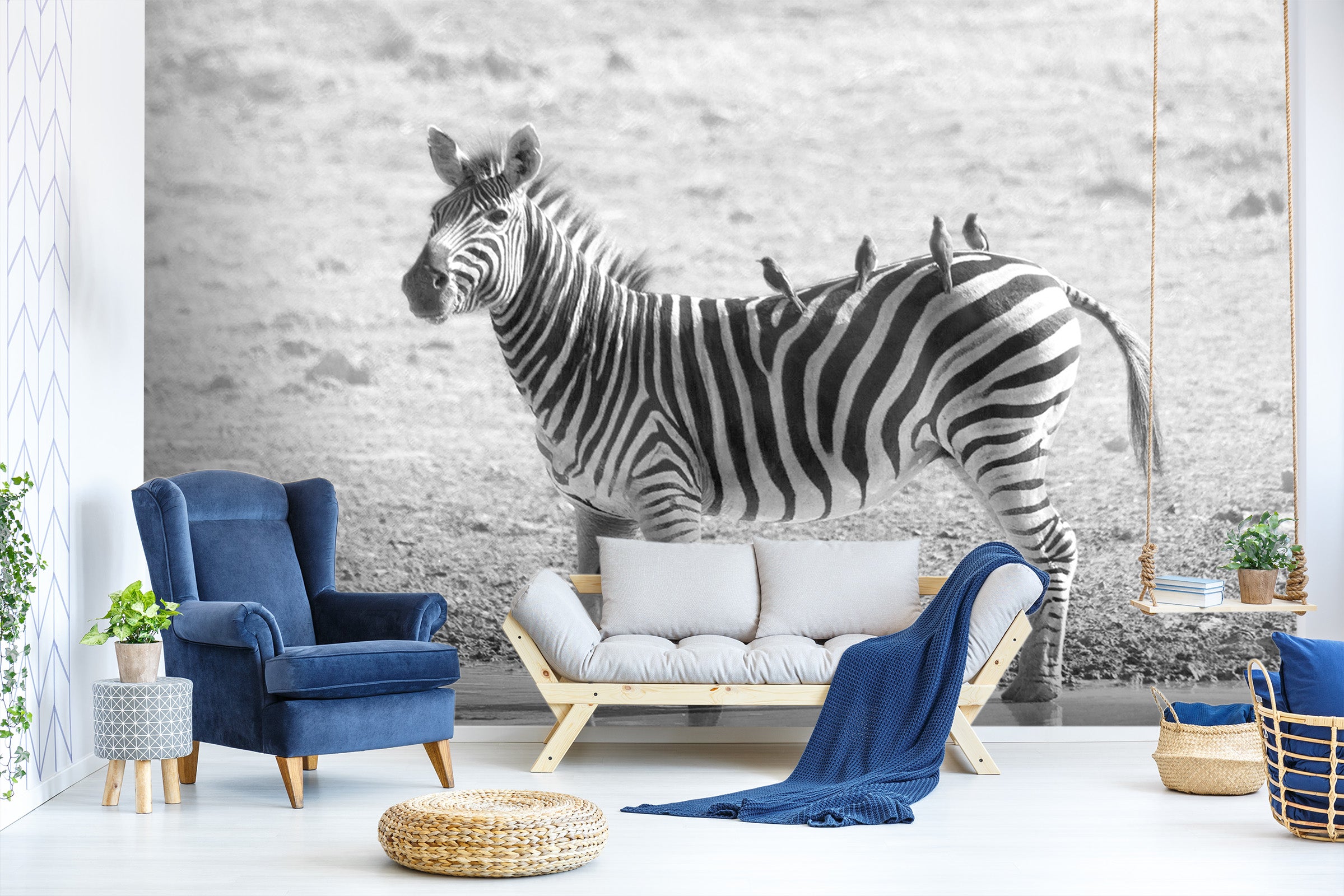 3D River Zebra 354 Wall Murals
