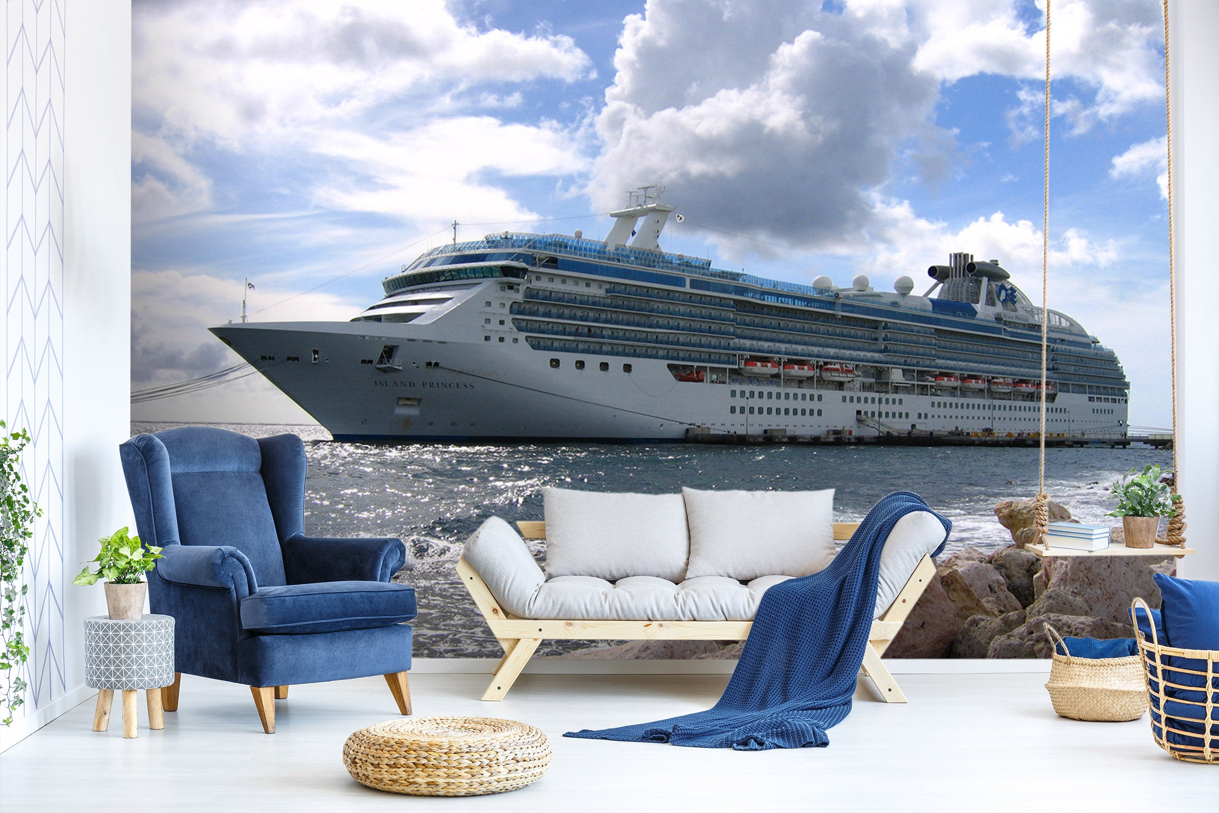 3D Cruise Ship Stone 143 Vehicle Wall Murals