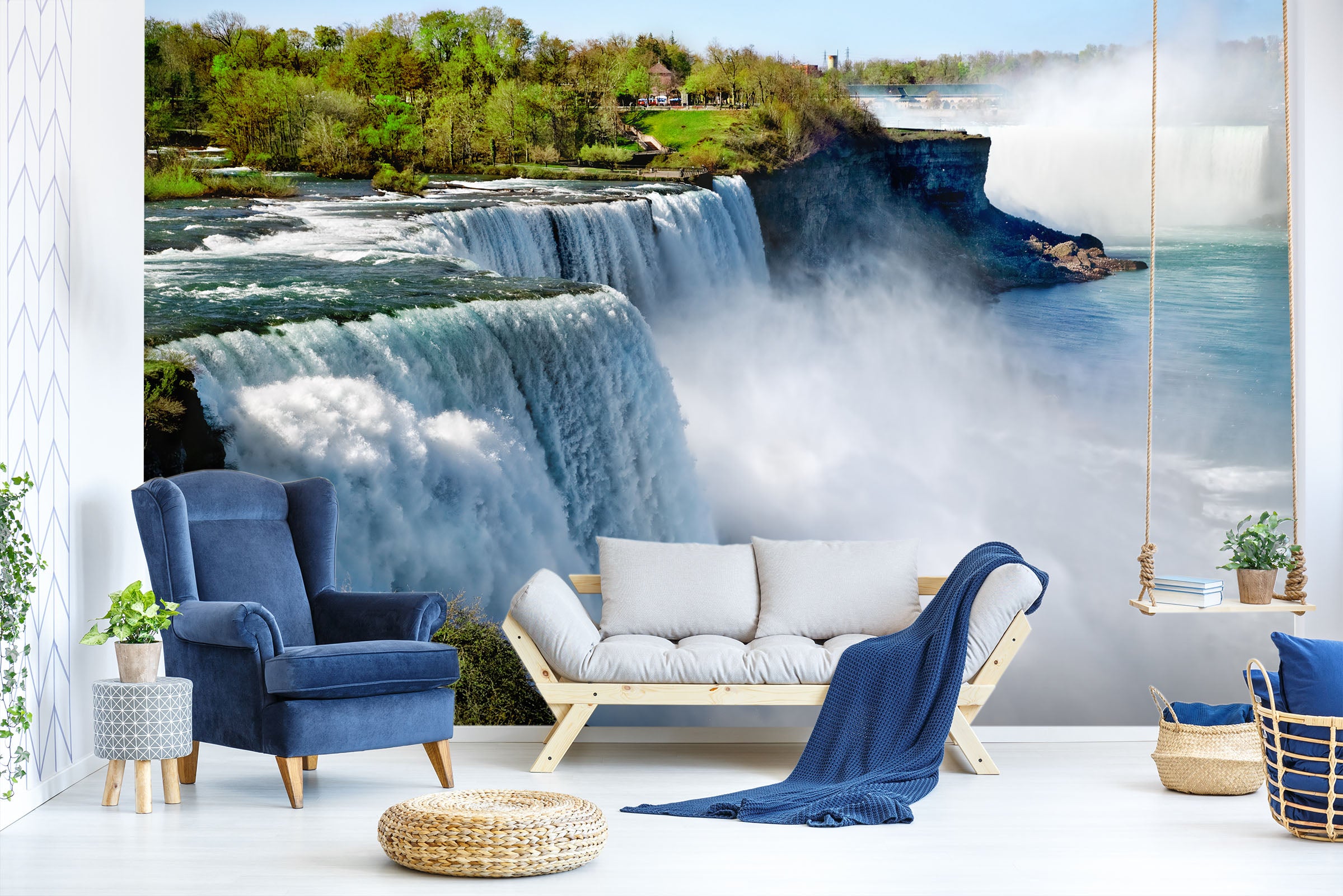 3D White Waterfall 33 Wall Murals