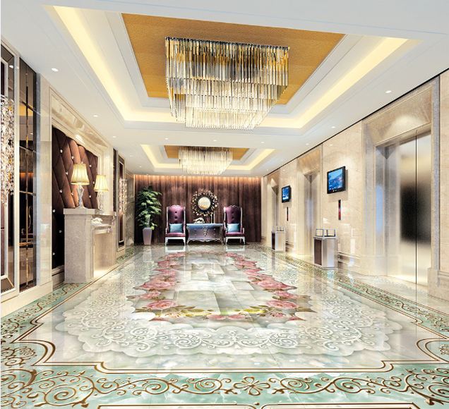 3D Flowers Circle Floor Mural Wallpaper AJ Wallpaper 2