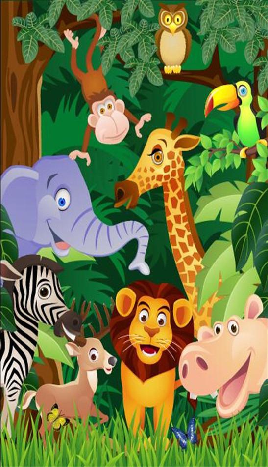 3D animal kingdom cartoon mori inside door mural Wallpaper AJ Wallpaper
